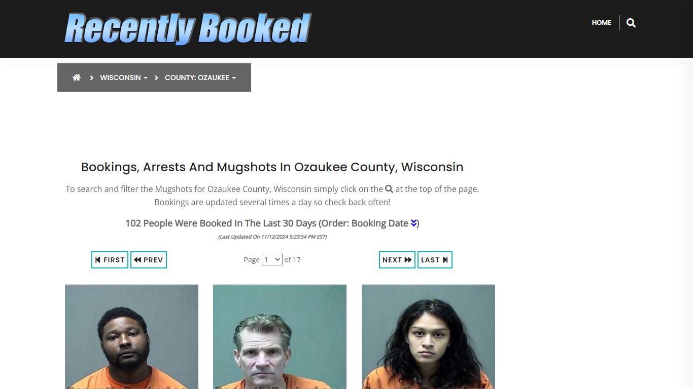 Bookings, Arrests and Mugshots in Ozaukee County, Wisconsin