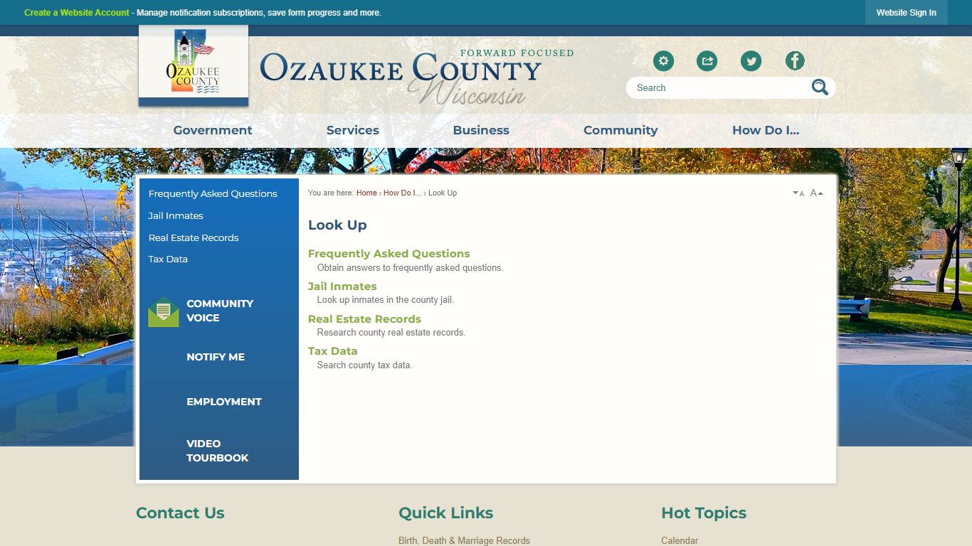 Look Up | Ozaukee County, WI - Official Website