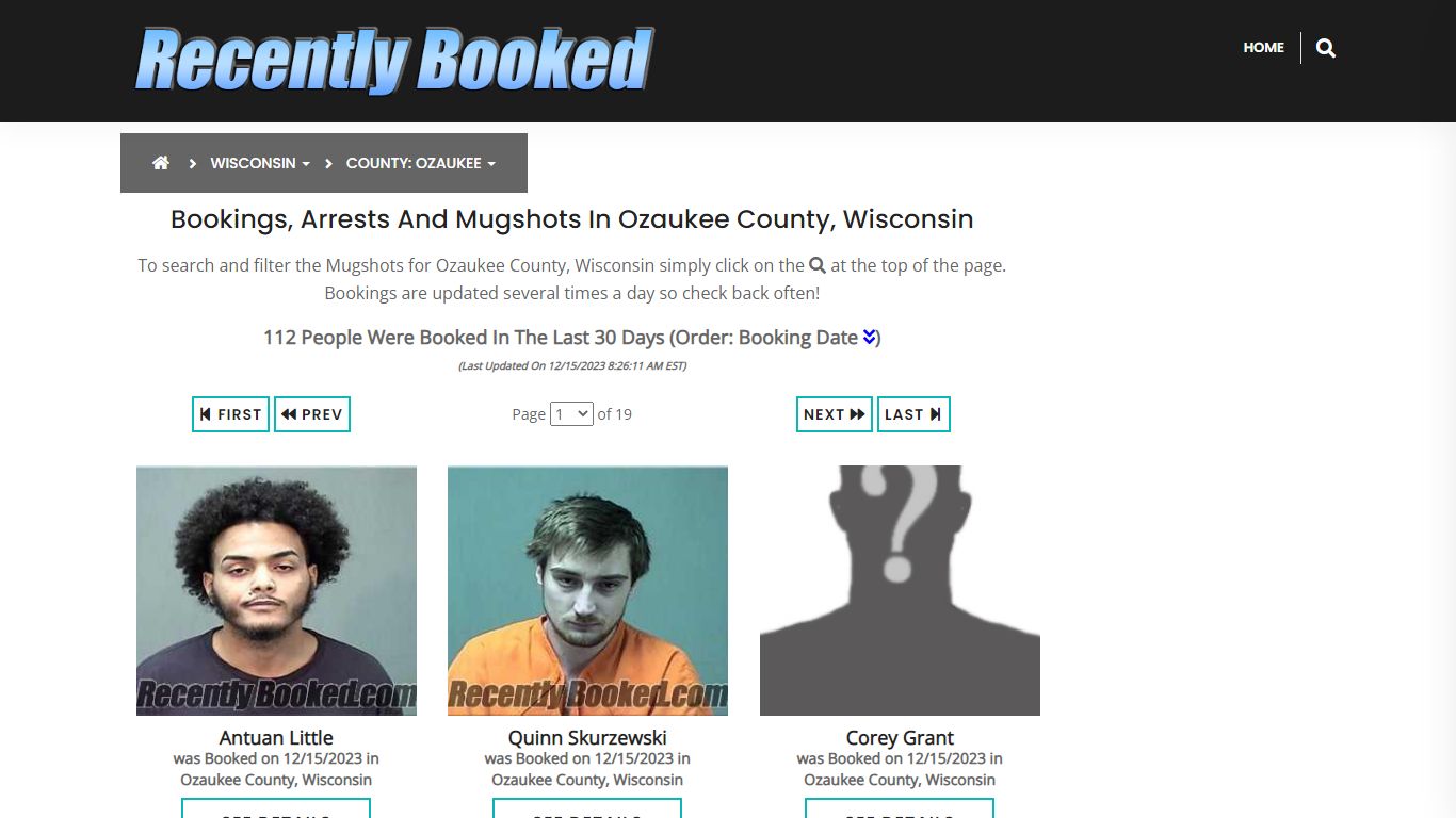 Bookings, Arrests and Mugshots in Ozaukee County, Wisconsin
